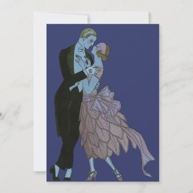 Vintage Art Deco Newlyweds, Love Wedding Dance Announcement (Front)