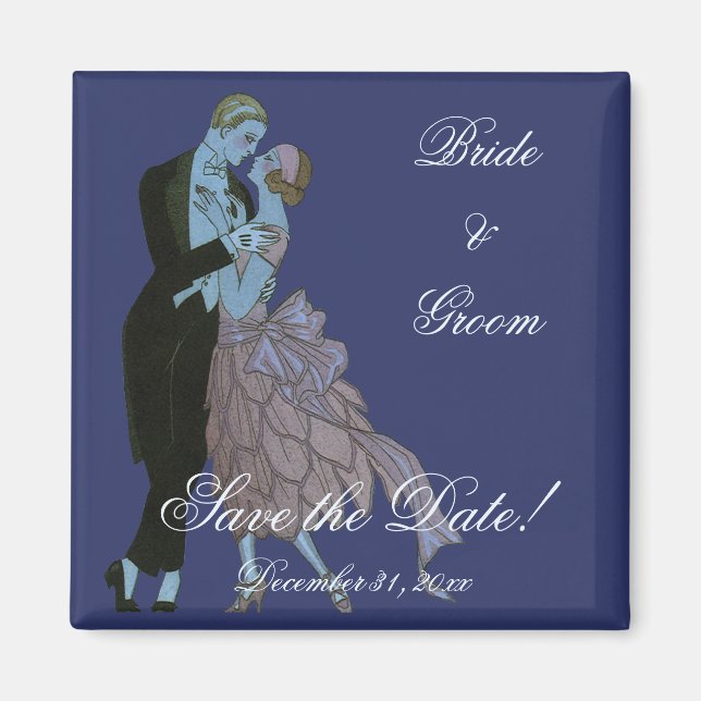 Vintage Art Deco Newlyweds, Love Wedding Dance Magnet (Front)