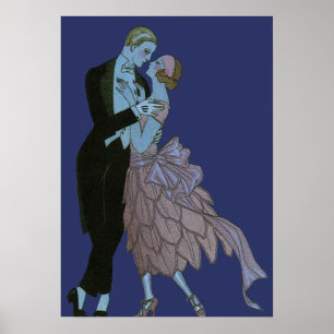 Vintage Art Deco Newlyweds, Love Wedding Dance Poster