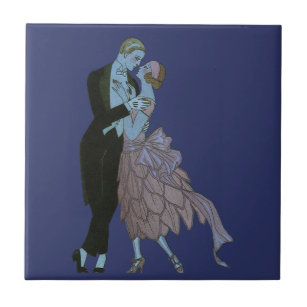 Vintage Art Deco Newlyweds, Love Wedding Dance Tile
