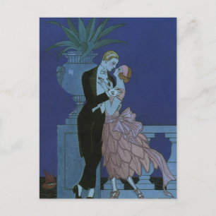 Vintage Art Deco Newlyweds, Oui by George Barbier Postcard