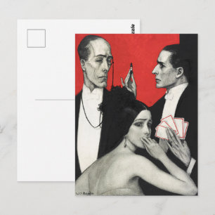 Vintage Art Deco Noir Mystery Poker Benda Art Postcard