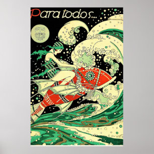 Vintage Art Deco - Para Todos - Psychedelic Waves Poster