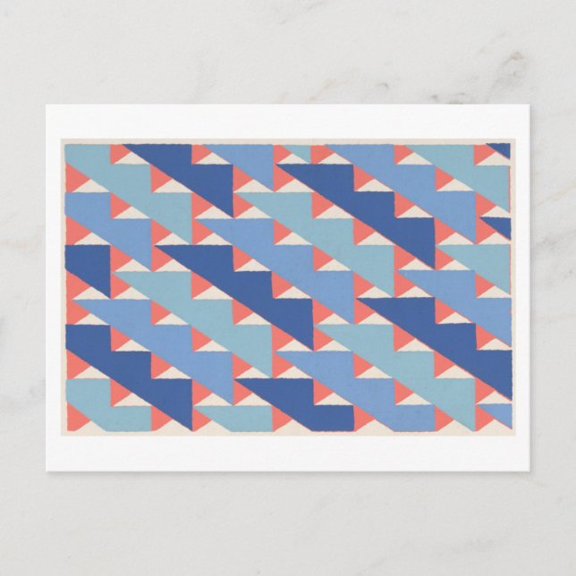 Vintage Art Deco Pattern in Blue Postcard (Front)