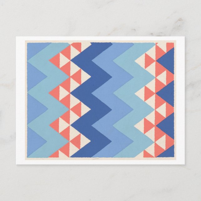 Vintage Art Deco Pattern in Blue Postcard (Front)