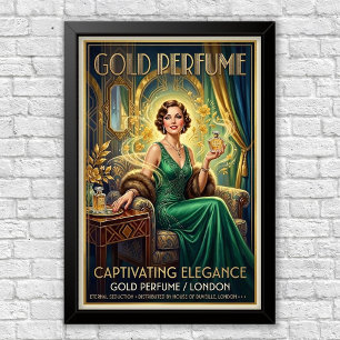Vintage Art Deco Perfume Advertisement Poster