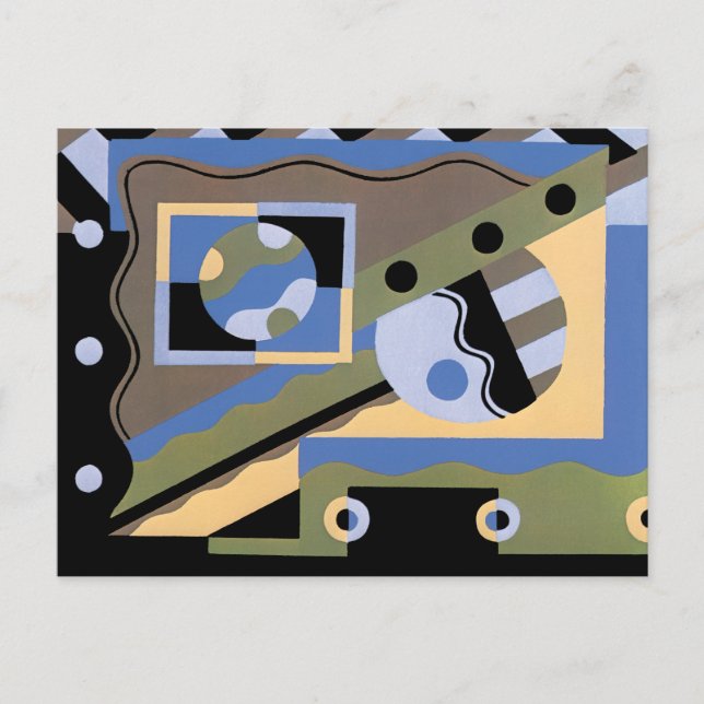 Vintage Art Deco Pochoir Jazz Cubism Pattern Postcard (Front)