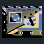 Vintage Art Deco Pochoir Jazz Cubism Pattern Poster<br><div class="desc">Vintage illustration art deco pochoir pattern by Georges Valmier from the french pattern book Collection Decors et Couleurs series,  1930. Pochoir is a stencil technique common in surrealism paintings. A modern cubism design featuring geometric shapes and colours.</div>