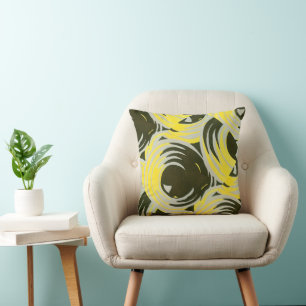 Vintage Art Deco Pochoir Jazz Geometric Circles Cushion