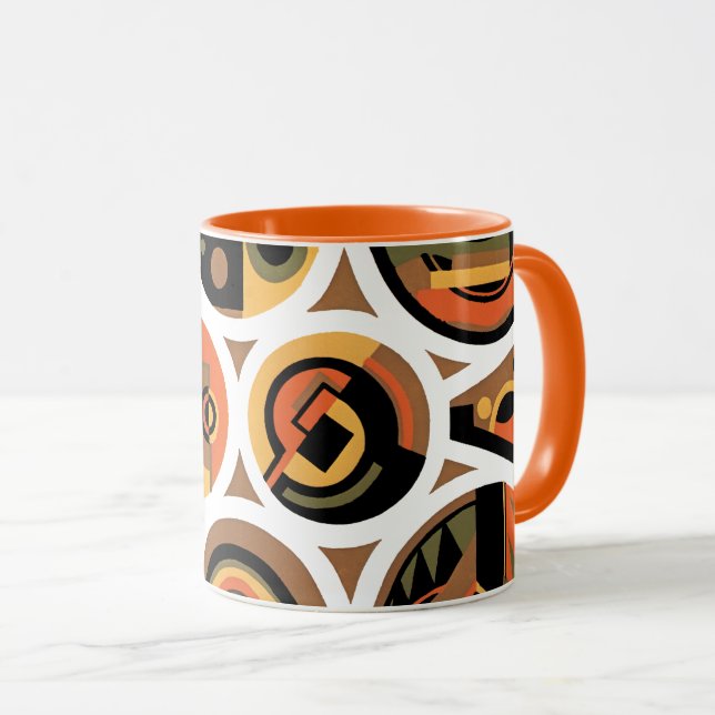 Vintage Art Deco Pochoir Jazz Geometric Circles Mug (Front Right)