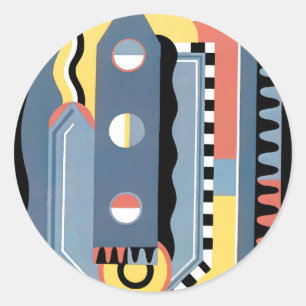 Vintage Art Deco Pochoir Jazz Geometric Patterns Classic Round Sticker