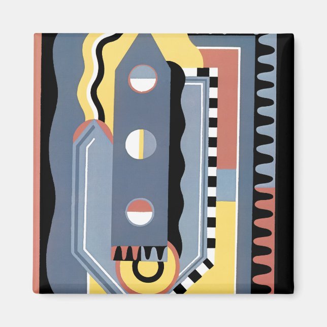 Vintage Art Deco Pochoir Jazz Geometric Patterns Magnet (Front)