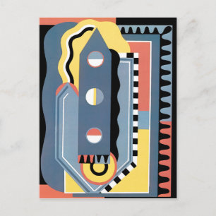 Vintage Art Deco Pochoir Jazz Geometric Patterns Postcard