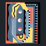 Vintage Art Deco Pochoir Jazz Geometric Patterns Poster<br><div class="desc">Vintage illustration art deco pochoir pattern by Georges Valmier from the french pattern book Collection Decors et Couleurs series, 1930. Pochoir is a stencil technique common in surrealism paintings. A modern cubism design featuring a variety of geometric shapes and colours. This pattern includes a writing instrument that resembles a pencil...</div>