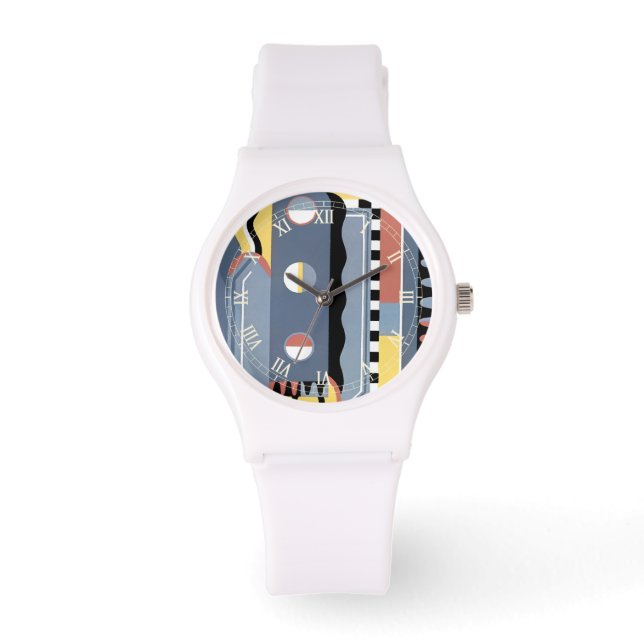 Vintage Art Deco Pochoir Jazz Geometric Patterns Watch (Front)