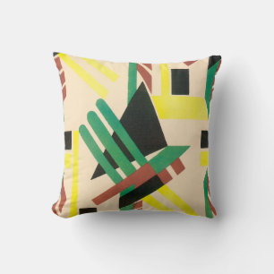 Vintage Art Deco Pochoir Jazz Geometric Shapes Cushion