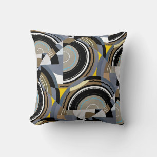 Vintage Art Deco Pochoir Jazz Geometric Shapes Cushion