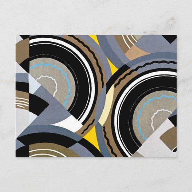 Vintage Art Deco Pochoir Jazz Geometric Shapes Postcard (Front)