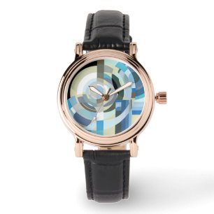 Vintage Art Deco Pochoir Jazz Geometric Shapes Watch