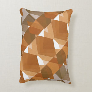 Vintage Art Deco Pochoir Jazz Tan Geometric Shapes Decorative Cushion