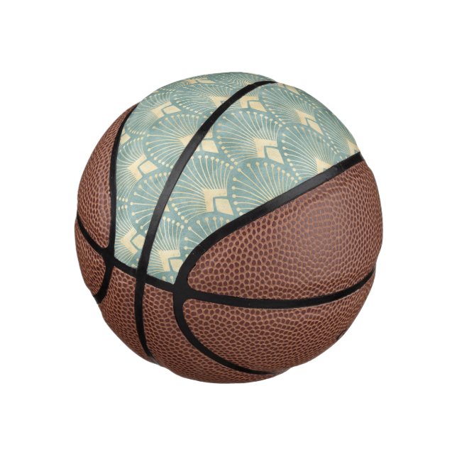 Vintage,art deco,sage Green,cream,elegant,chic,mod Mini Basketball (Angled)