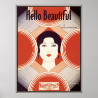 Vintage Art Deco Sheet Music Hello Beautiful