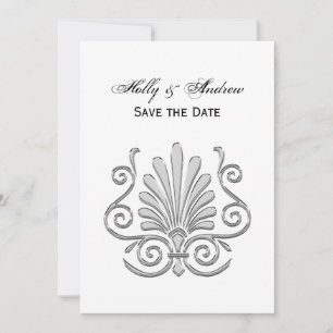 Vintage Art Deco Silver Plume Arabesque Invitation
