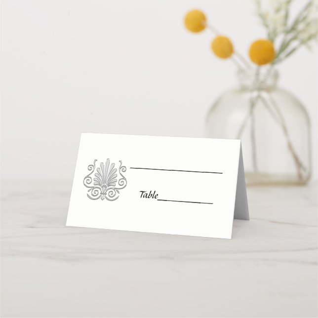Vintage Art Deco Silver Plume Arabesque Place Card (Back)
