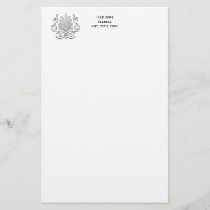 Vintage Art Deco Silver Plume Arabesque Stationery
