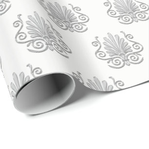 Vintage Art Deco Silver Plume Arabesque Wrapping Paper