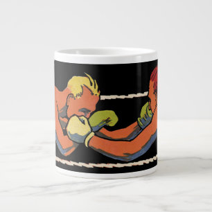 Vintage Art Deco Sports Boxing, Boxers Punching Large Coffee Mug