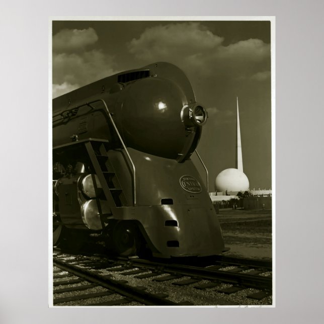 Vintage Art Deco "Steampunk" Locomotive Poster (Front)