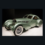 Vintage Art Deco Style 1935 Aérolithe Concept Car Poster<br><div class="desc">1935 Aérolithe concept car designed by Jean Bugatti. Like the Type 59 Grand Prix car,  the Aérolithe used Elektron (a magnesium alloy) or Duralumin (an aluminium alloy) for its body panels. Therefore,  the body panels were riveted externally,  creating the signature seam.</div>