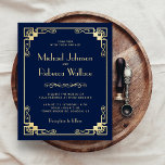 Vintage Art Deco Style Budget Wedding Invitation<br><div class="desc">Amaze your guests with this elegant wedding invitation featuring a lovely art deco border with light gold typography. Simply add your event details on this easy-to-use template to make it a one-of-a-kind invitation.</div>