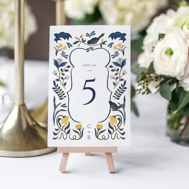 Vintage Art Deco Table Number Card (Vintage Floral Art Deco Table Number Card)