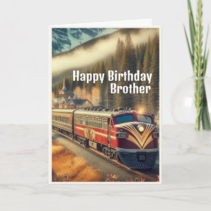 Vintage Art Deco Train Brother Birthday Card