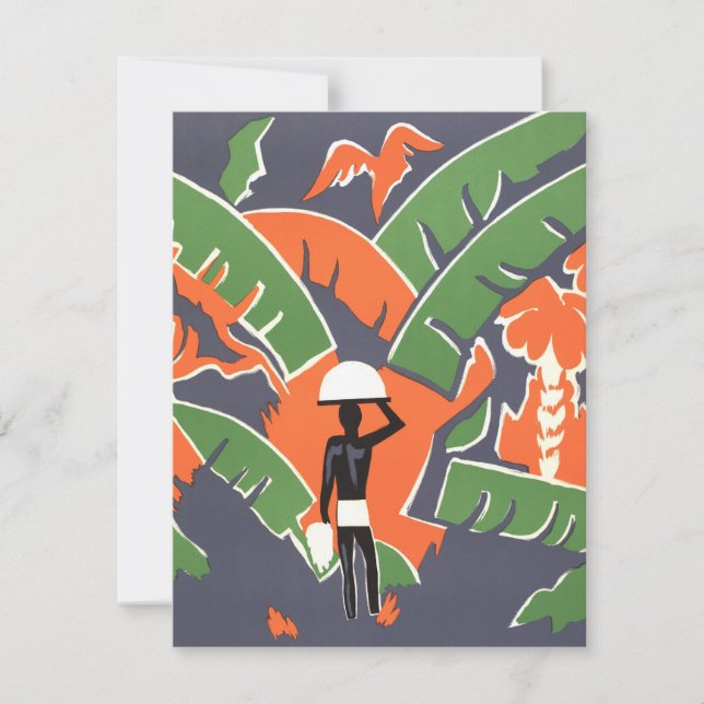 Vintage Art Deco Travel, Native in African Jungle (Front)