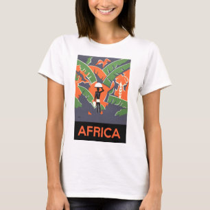 Vintage Art Deco Travel, Native in African Jungle T-Shirt