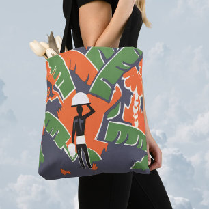 Vintage Art Deco Travel, Native in African Jungle Tote Bag