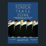 Vintage Art Deco US 1st Foreign Trade Zone WPA Poster<br><div class="desc">This is a digitally enhanced print of a vintage 1937 Art Deco WPA poster for the City of New York Department of Docks,  showing five ocean liners,  and titled "The United States' first foreign trade zone". Although the background color was derived from the original design,  you can customize it.</div>