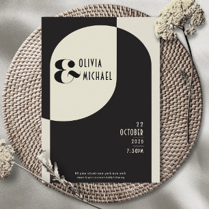 Vintage Art Deco Wedding Black Bone Invitation