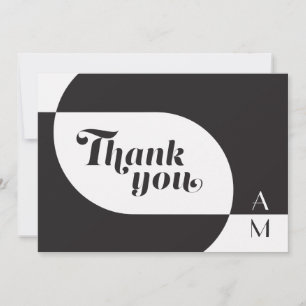 Vintage Art Deco Wedding Black White Thank You Car Card