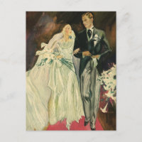 Vintage Art Deco Wedding Bride and Groom Newlyweds