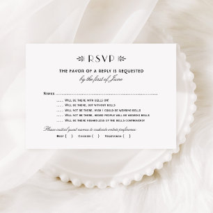 Vintage Art Deco Wedding Funny With Bells On RSVP Card