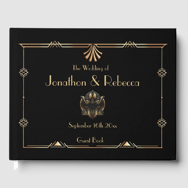 Vintage Art Deco wedding Guest Book (Front)