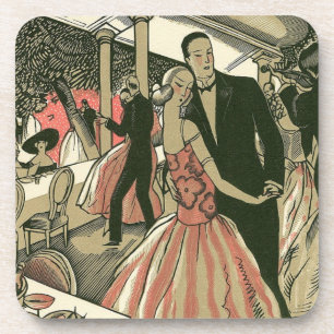 Vintage Art Deco Wedding, Newlyweds First Dance Coaster