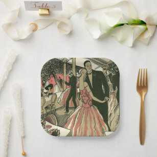 Vintage Art Deco Wedding, Newlyweds First Dance Paper Plate