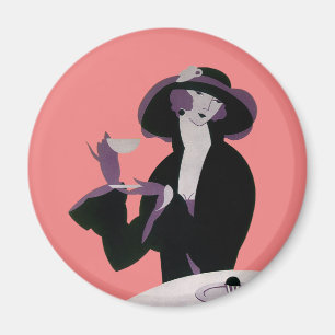 Vintage Art Deco Woman, Afternoon Tea and Cupcake Magnet