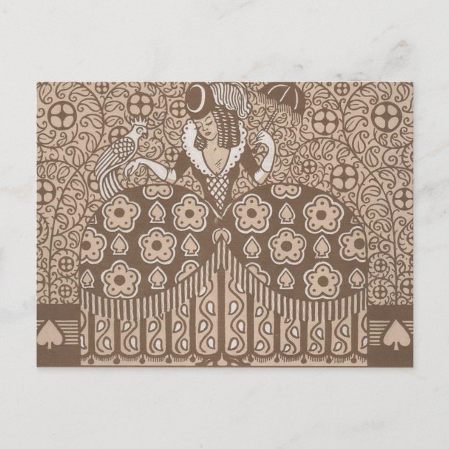 Vintage Art Deco Woman in Dress Postcard (Front)