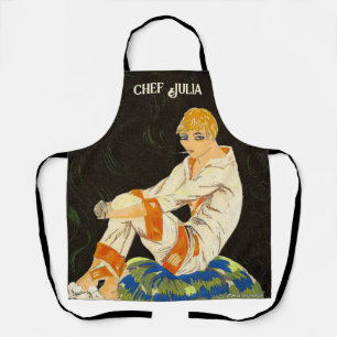 Vintage Art Deco Woman, Smoking by S. Chompre Apron